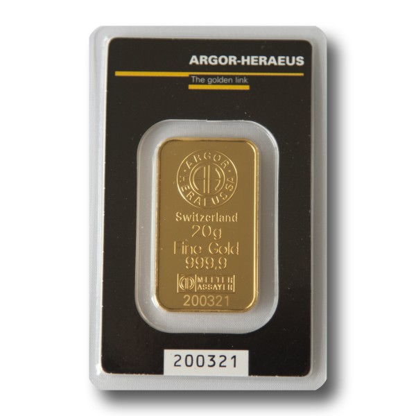 20 g Goldbarren (Argor-Heraeus Schweiz / Heraeus)